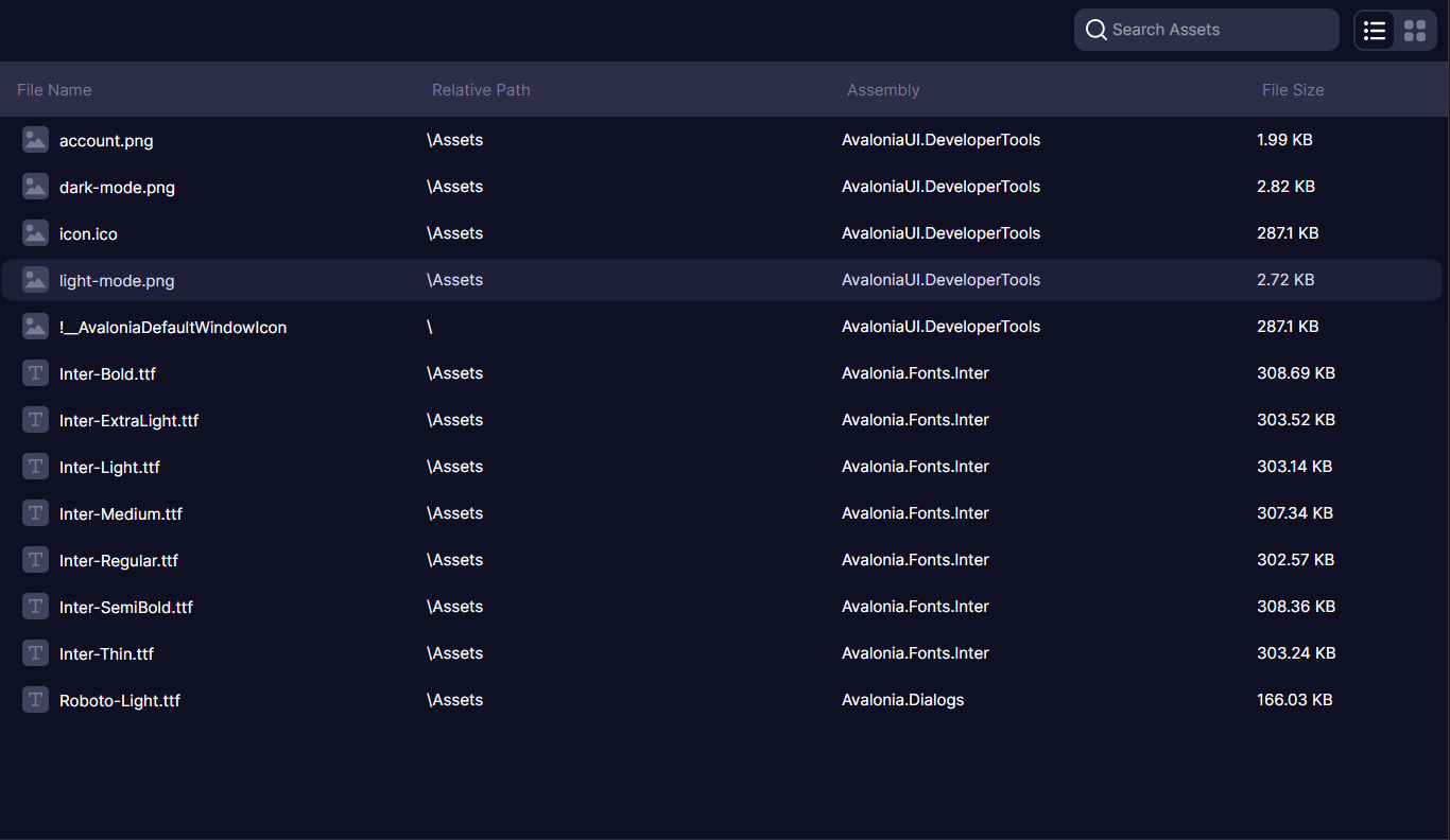 Assets Page