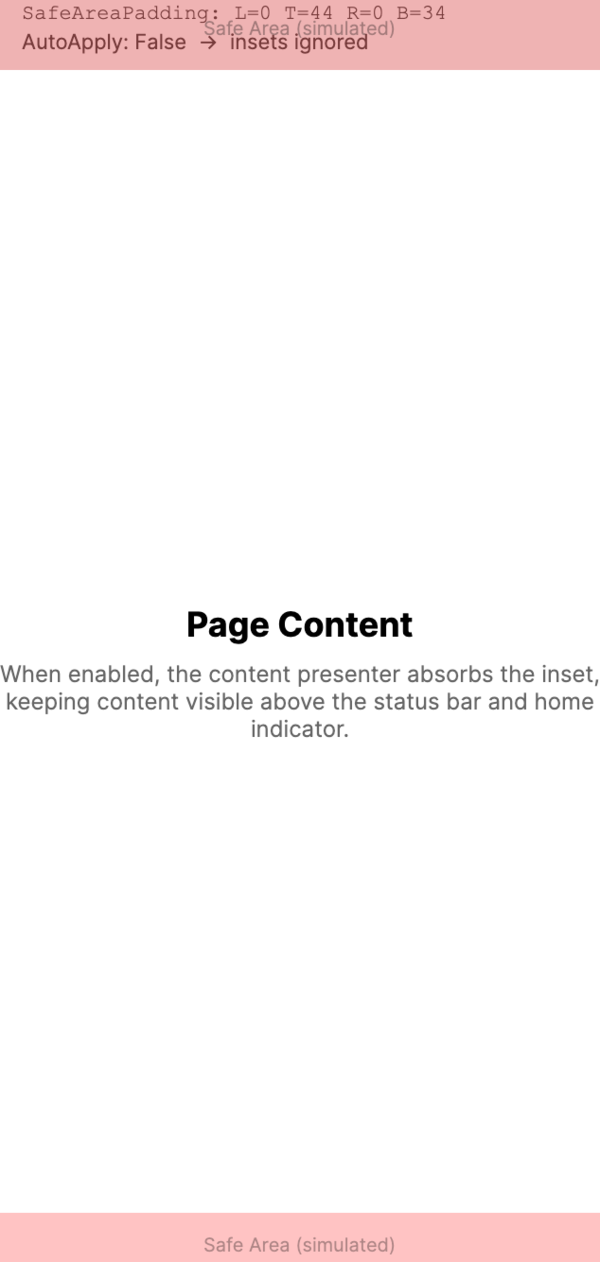 ContentPage with safe area padding disabled