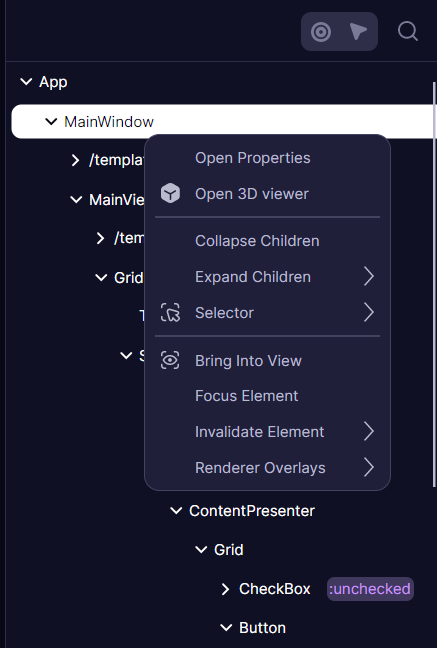 Elements Tree Context Menu