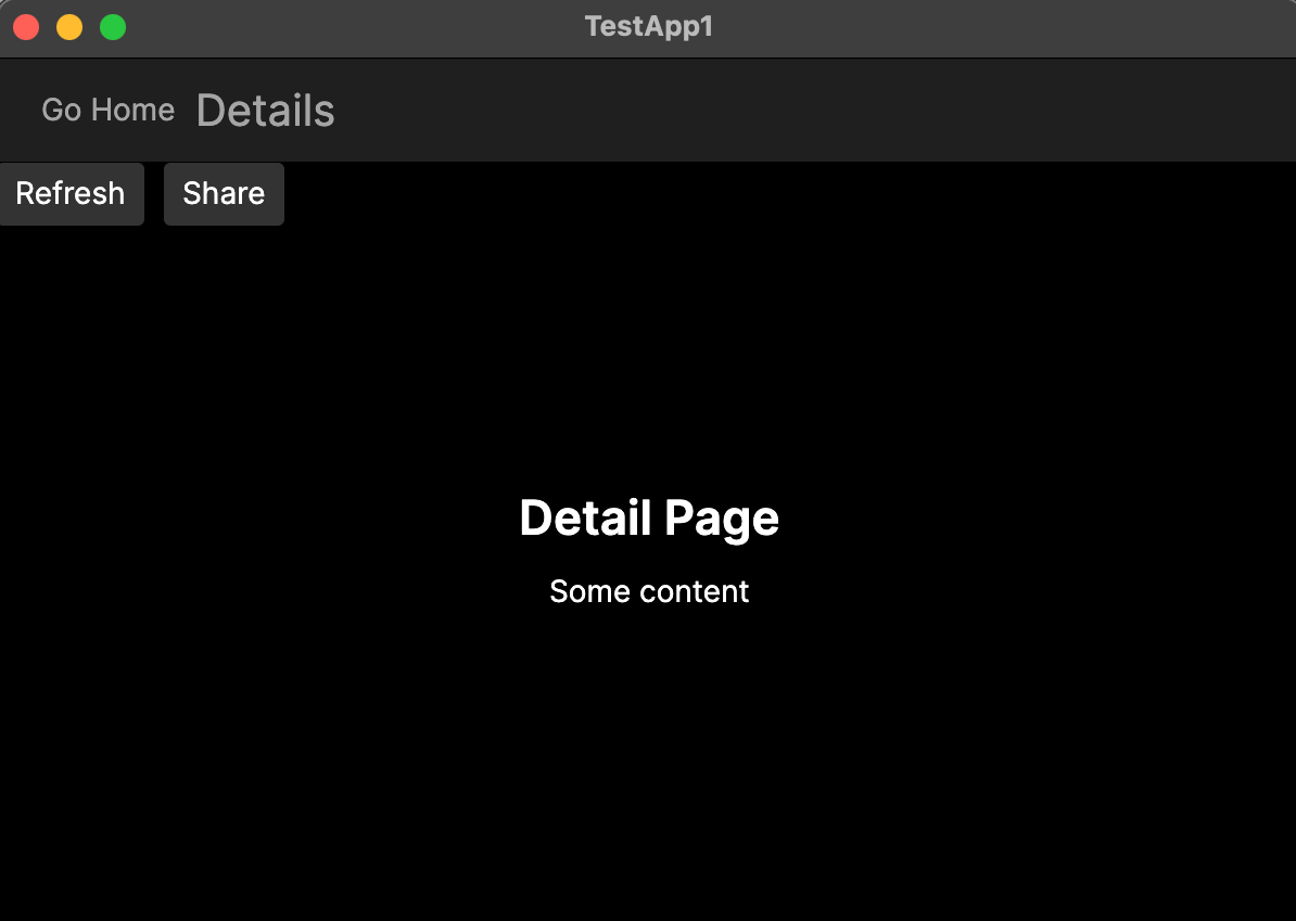 A navigation bar showing 'Go Home' as a custom back button label next to the Details page title