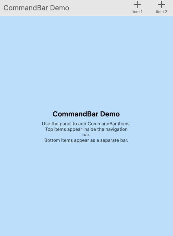 NavigationPage with top command bar